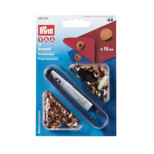 Prym Anorak Snap Fasteners - 15mm Rose Gold