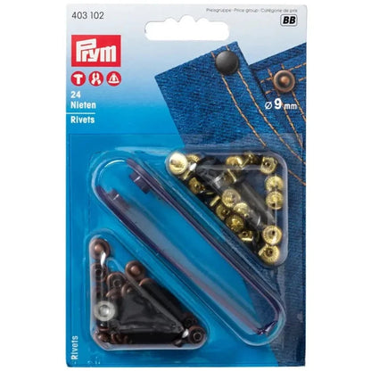 Prym Jeans Rivets - 9mm - Antique Copper/Black