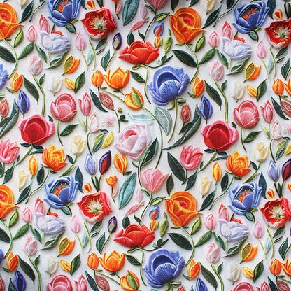 Embroidered Floral - 3D Digitally Printed Cotton