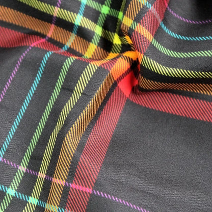 Digital Cotton Check - Black Rainbow