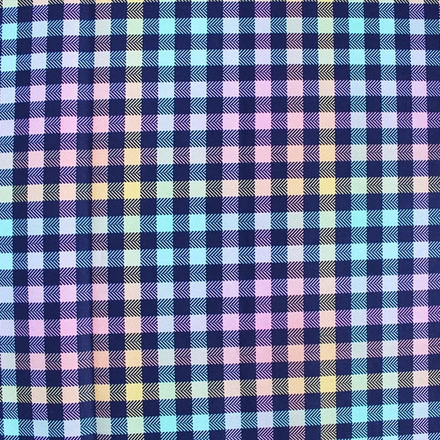 Digital Cotton Check - Navy Pastels