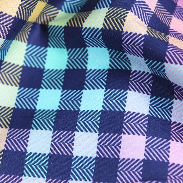 Digital Cotton Check - Navy Pastels