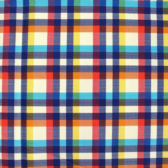Digital Cotton Check - Orange & Cream
