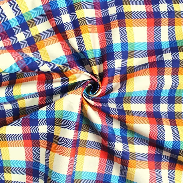 Digital Cotton Check - Orange & Cream