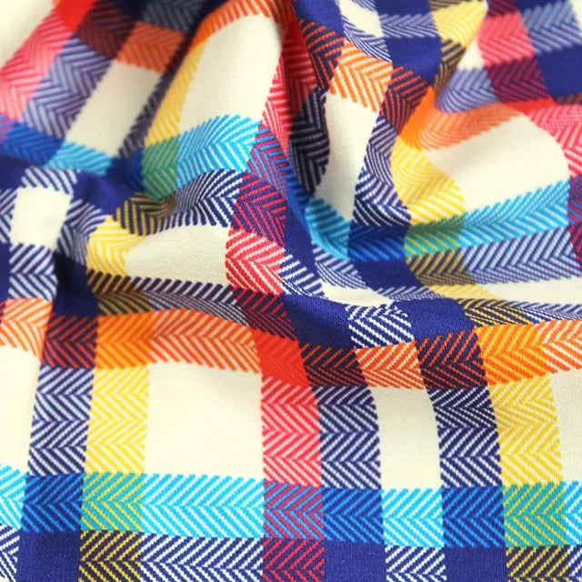 Digital Cotton Check - Orange & Cream