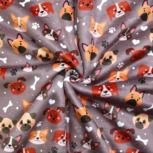Sherpa Backed Bubs Fleece - Doggos - 1.7M Remnant