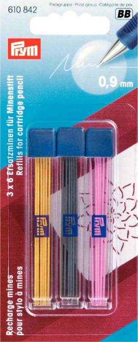 Prym Cartridge Pencil Refills - Yellow/Black/Pink