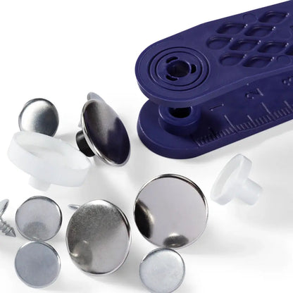 Prym No Sew Jeans Buttons 17mm - Plain Silver