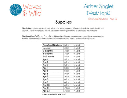 Waves & Wild - Amber Singlet - Child - PDF Pattern