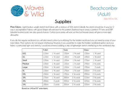 Waves & Wild - Beachcomber - Adult - PDF Pattern