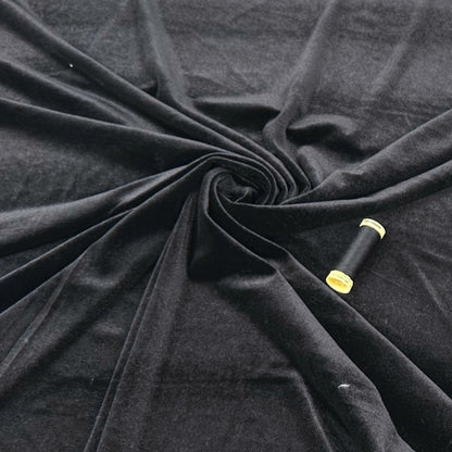 Stretch Velvet - Black - 1M Remnant