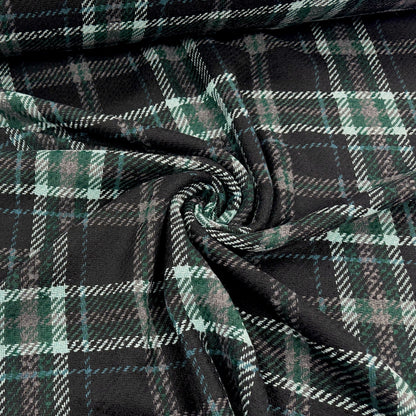 Black & Teal Check Wool Blend Coating