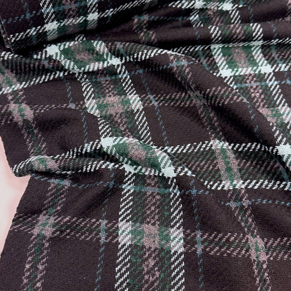 Black & Teal Check Wool Blend Coating