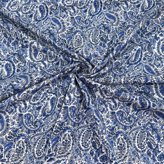 Blue Hue Paisley Pima Cotton Lawn