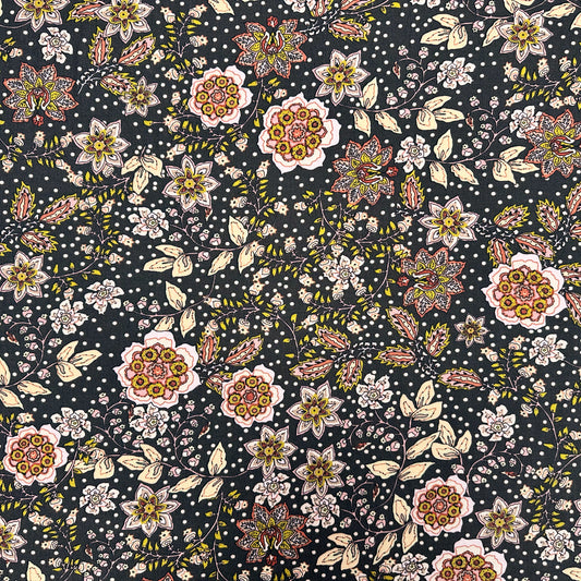 Cocoa Flowers Viscose Twill