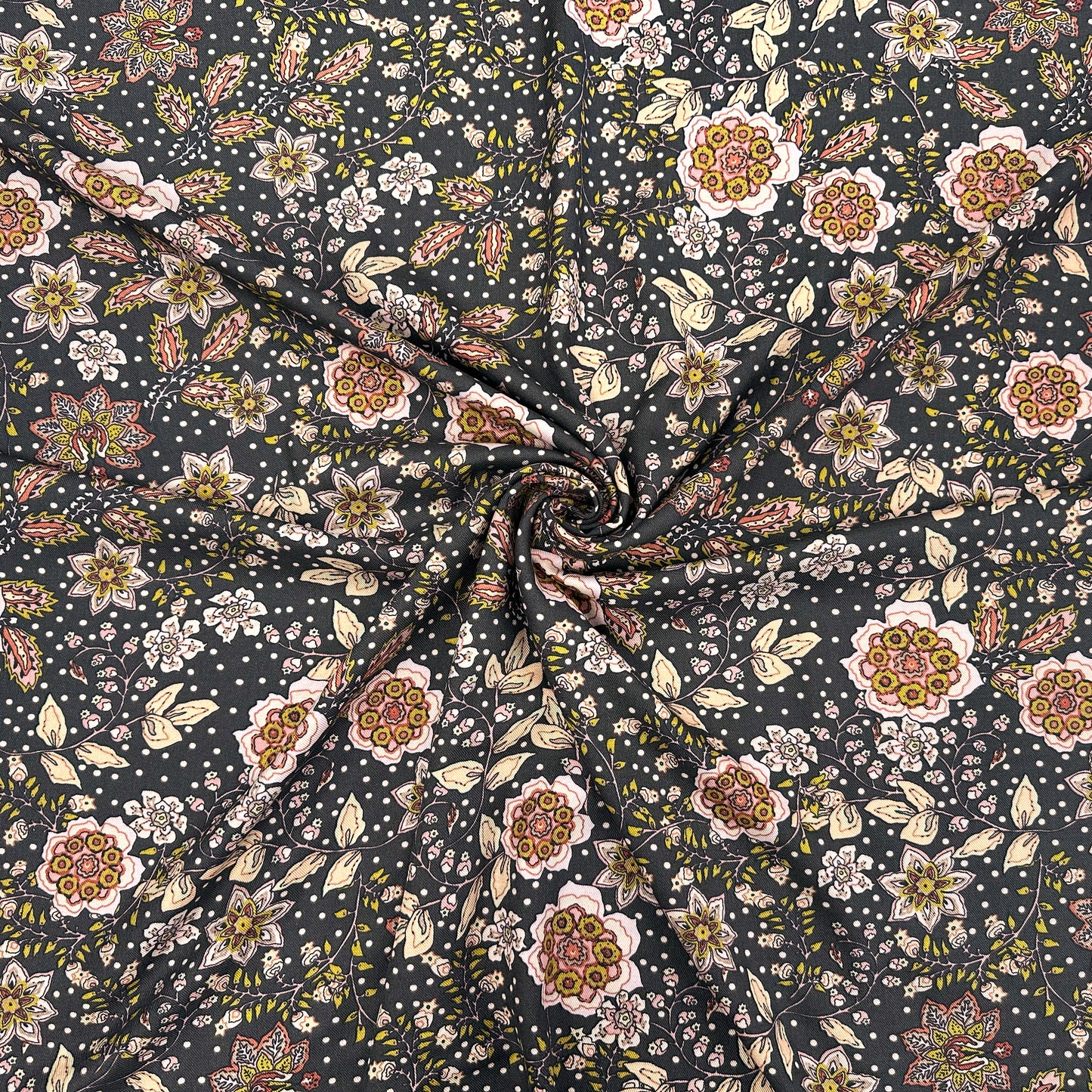 Cocoa Flowers Viscose Twill