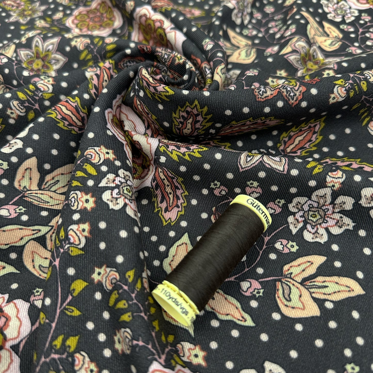 Cocoa Flowers Viscose Twill