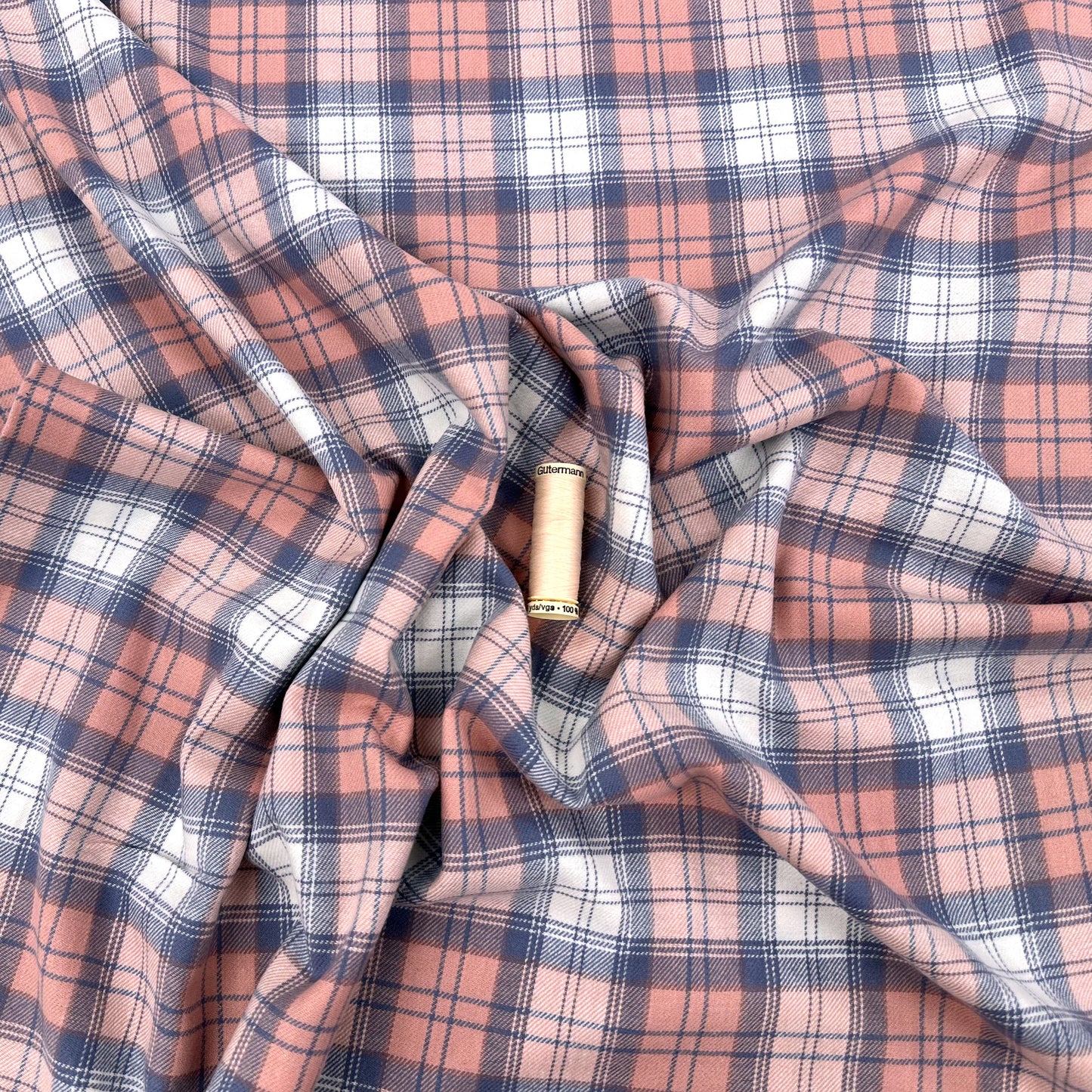 Brushed Cotton Check - Pink & Blue