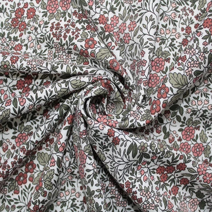 Autumn Ditsy Cotton Jersey - Khaki & Pink