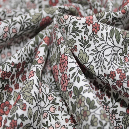 Autumn Ditsy Cotton Jersey - Khaki & Pink