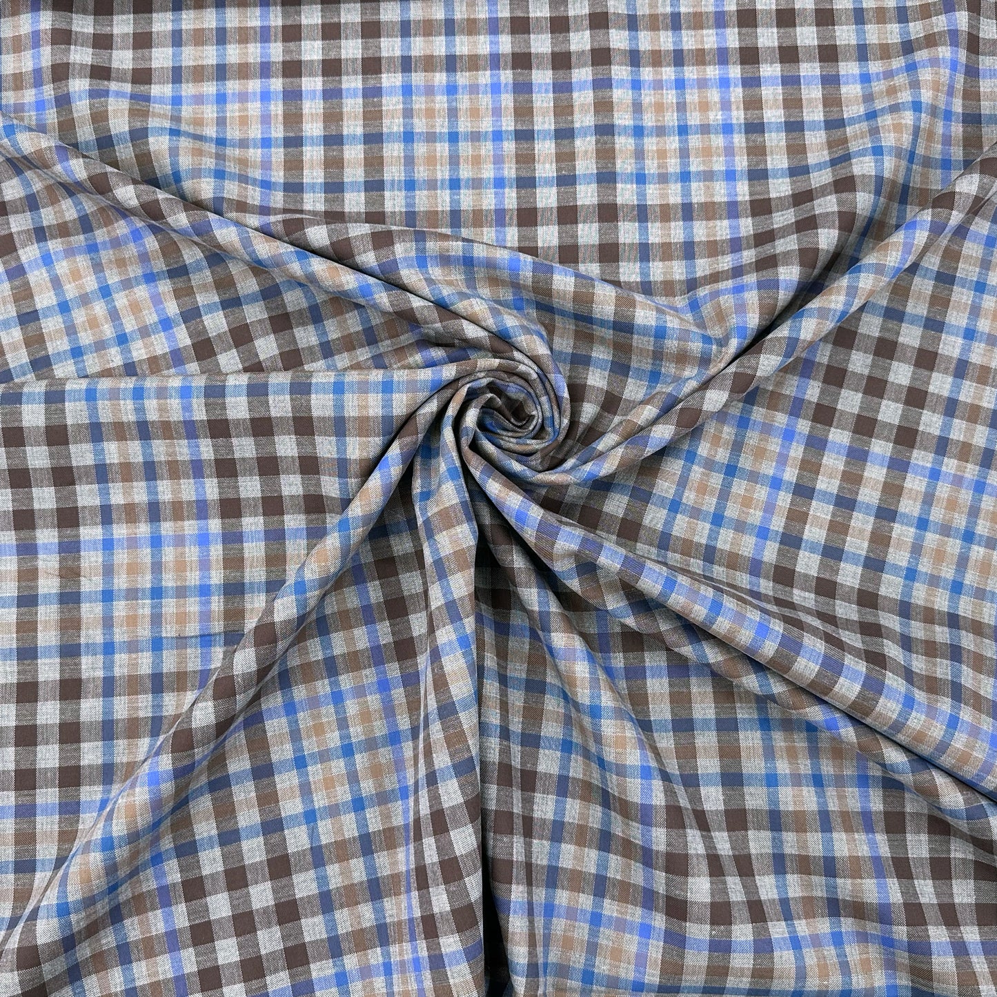 Cocoa Blue Cotton Check Shirting