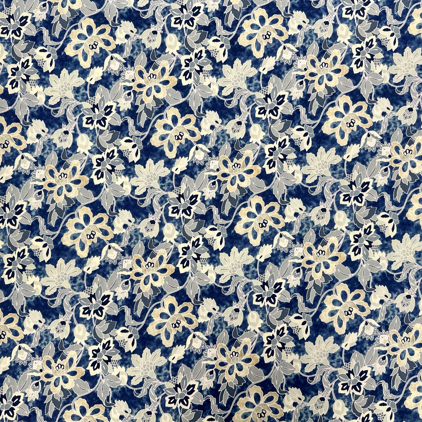 Denim Floral Pima Cotton Lawn