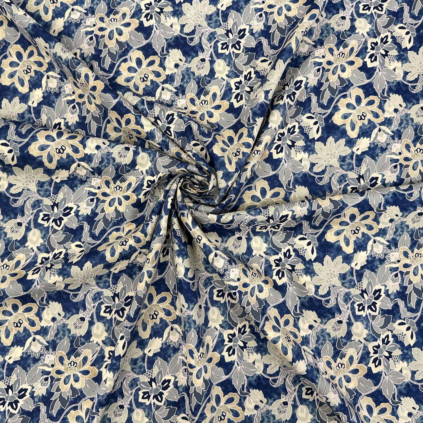 Denim Floral Pima Cotton Lawn