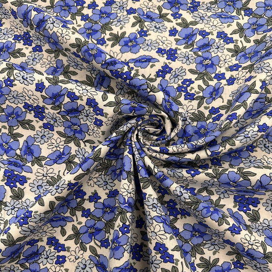 Emma Linen Cotton Blend - Blue - 70CM Remnant