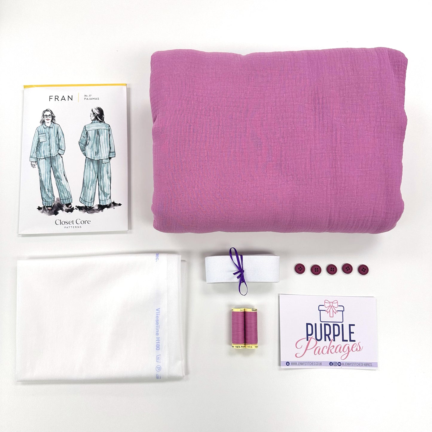 Purple Packages - Closet Core Patterns Fran Pyjamas - Ready To Sew Kit