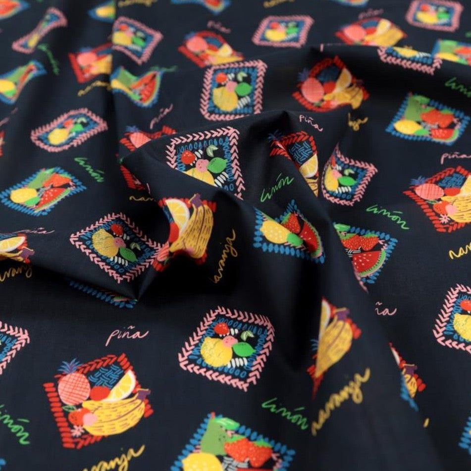 Fabric Godmother - Frutta Cotton Lawn - Navy