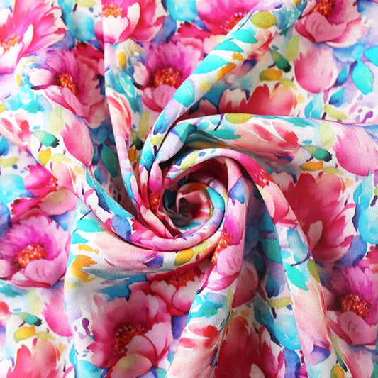 Watercolour Blossom Viscose