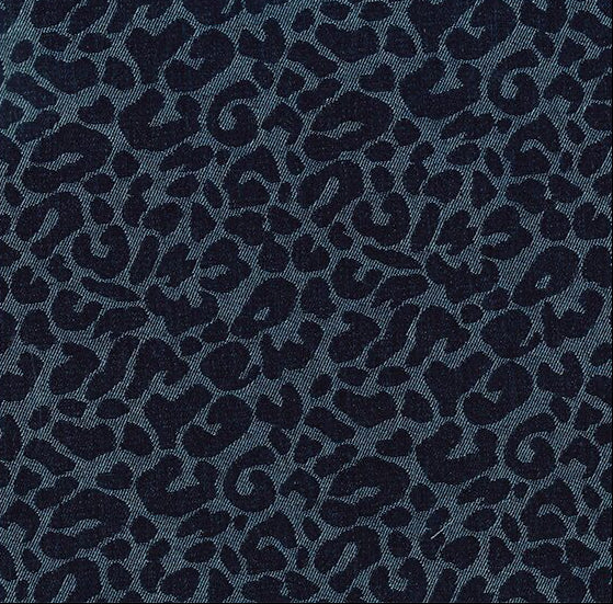 Leopard Jacquard Denim - Dark Blue