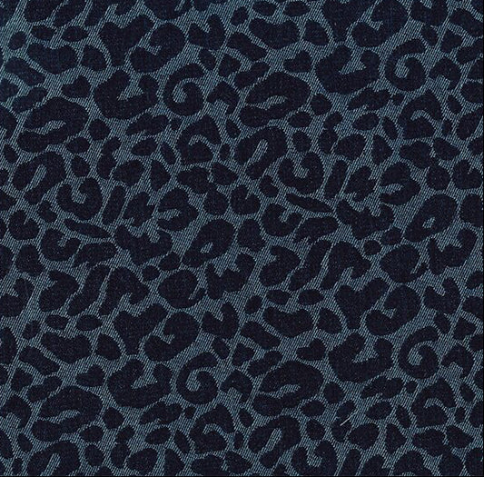Leopard Jacquard Denim - Dark Blue