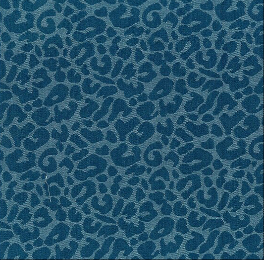 Leopard Jacquard Denim - Mid Blue