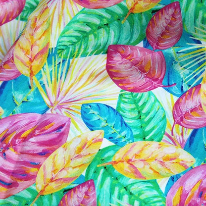 Painted Leaves Linen Viscose Blend