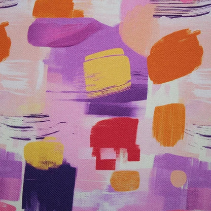 Pink Brushstrokes Cotton Viscose Twill