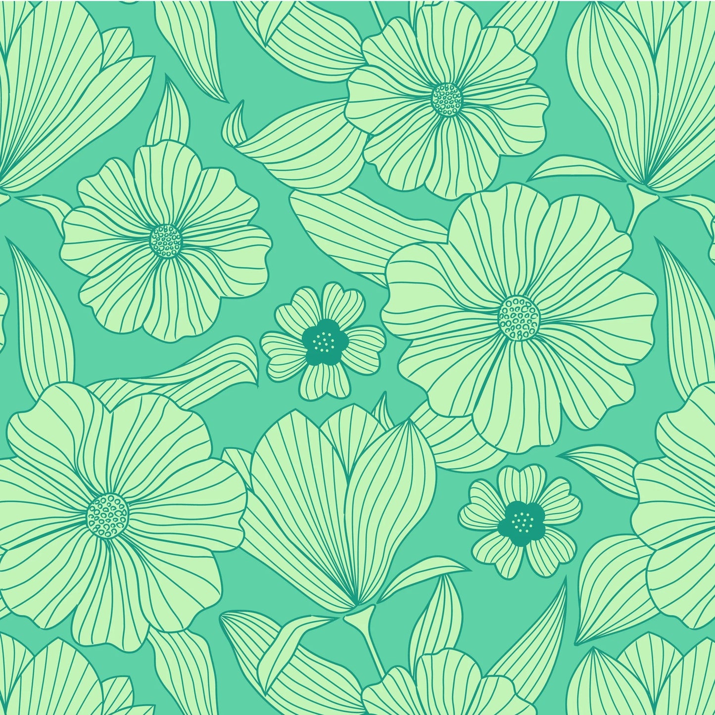 The Crafty Pie - Line Flower Cotton Viscose - Green