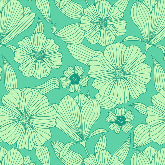 The Crafty Pie - Line Flower Cotton Viscose - Green
