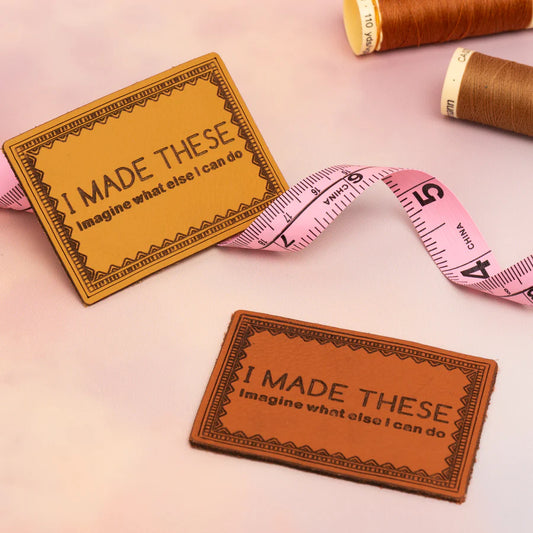 Little Rosy Cheeks - I Made These - Pack of 2 Leather Jeans Labels - Whisky Tan
