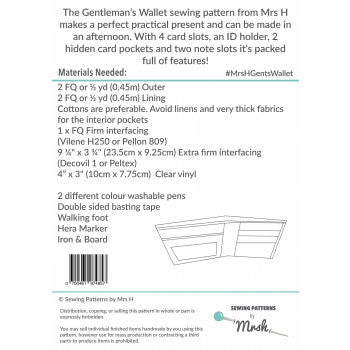 Sewing Patterns by Mrs H - The Gentleman's Wallet Pattern