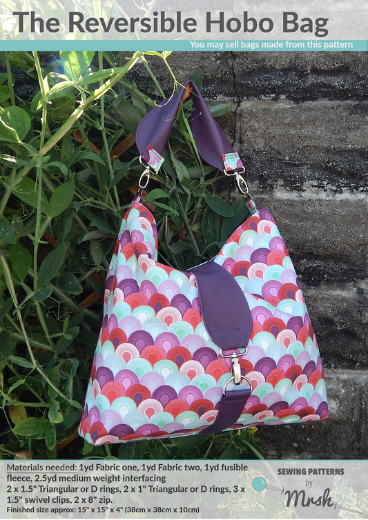 Sewing Patterns by Mrs H - The Reversible Hobo Bag Pattern