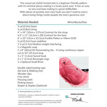 Sewing Patterns by Mrs H - The Bucket Tote Bag Pattern