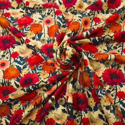 Dahlias Cotton Viscose Twill