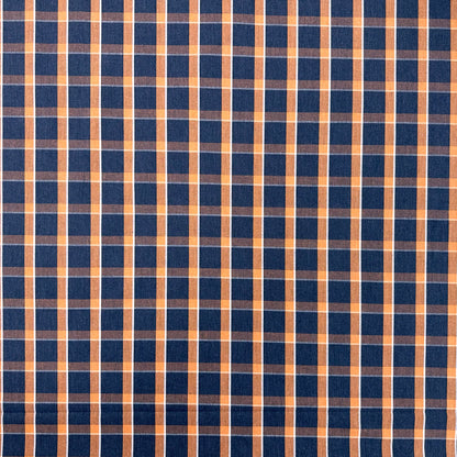 Amber Navy Cotton Check Shirting