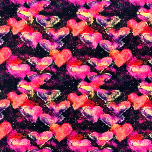 Neon Hearts Digital Cotton Jersey - Pink