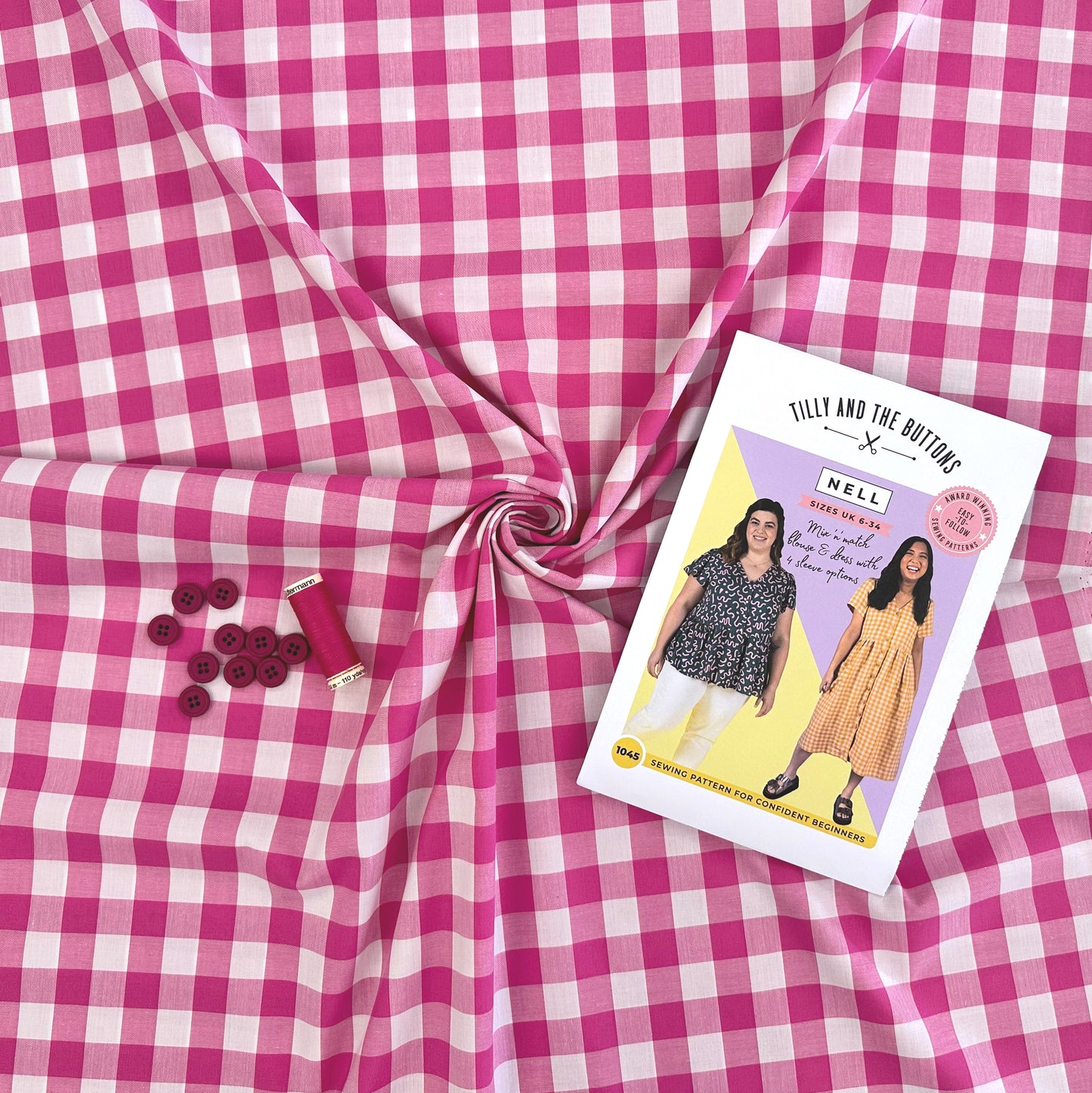 Yarn Dyed Gingham - 17mm - Fuchsia