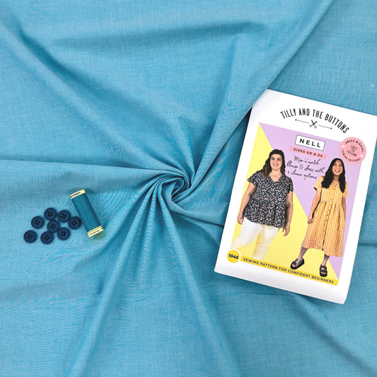 Yarn Dyed Chambray - Turquoise - 85CM Remnant