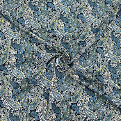 Deep Ocean Paisley Pima Cotton Lawn