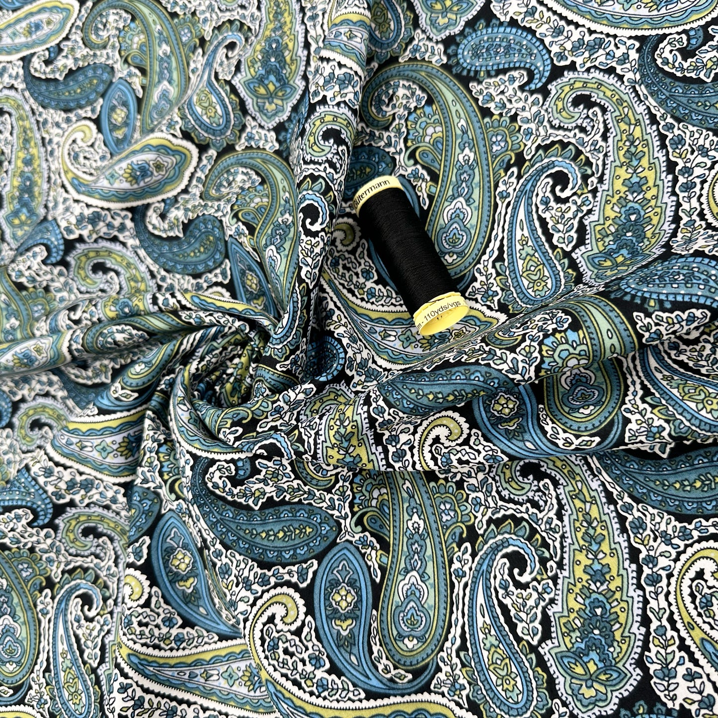 Deep Ocean Paisley Pima Cotton Lawn