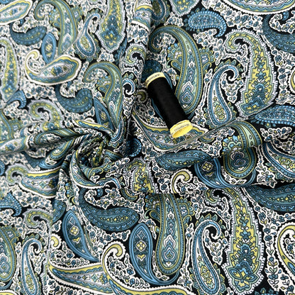 Deep Ocean Paisley Pima Cotton Lawn